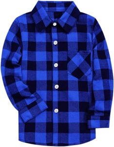 SANGTREE Men and Boy Long Sleeve Flannel Plaid Casual Shirts