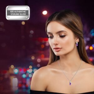 Shop LC Women Set Amethyst Drop Earrings