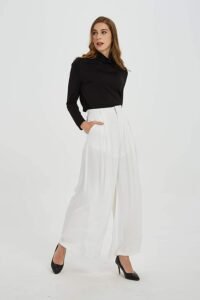 Tronjori Women High Waist Casual Wide Leg Long Palazzo Pants Trousers Regular Size